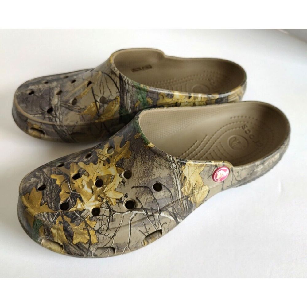 CROCS Classic Clog Mule in Camo Green and Tan